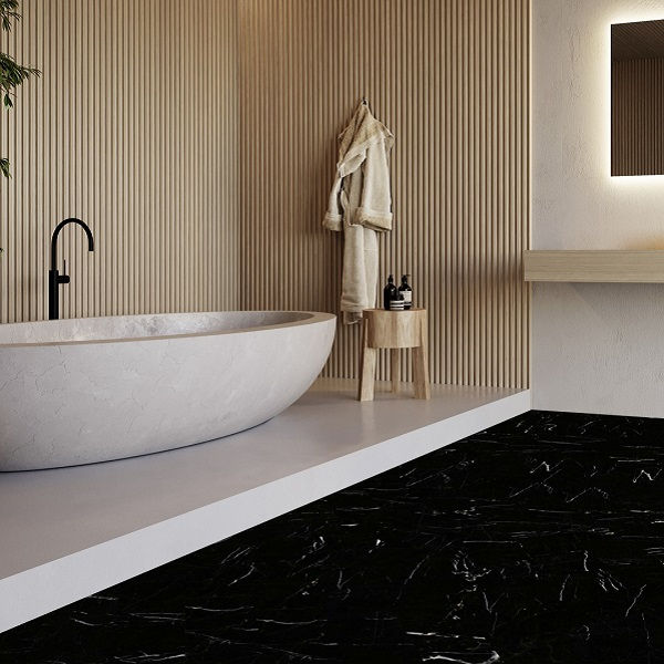 Invictus Maximus Herringbone Black Marble-Noir кварц-виниловый пол клеевой