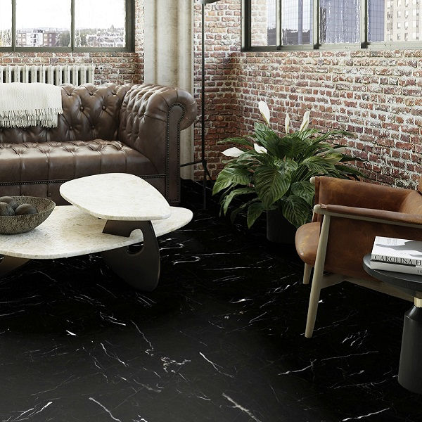Invictus Maximus Herringbone Black Marble-Noir кварц-виниловый пол клеевой