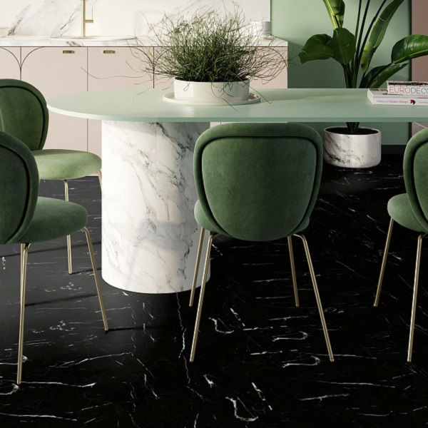 Invictus Maximus Herringbone Black Marble-Noir кварц-виниловый пол клеевой